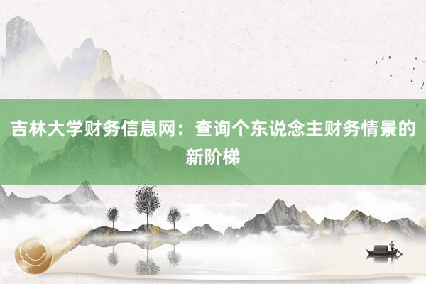 吉林大学财务信息网：查询个东说念主财务情景的新阶梯