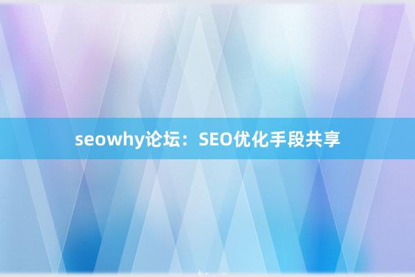 seowhy论坛：SEO优化手段共享